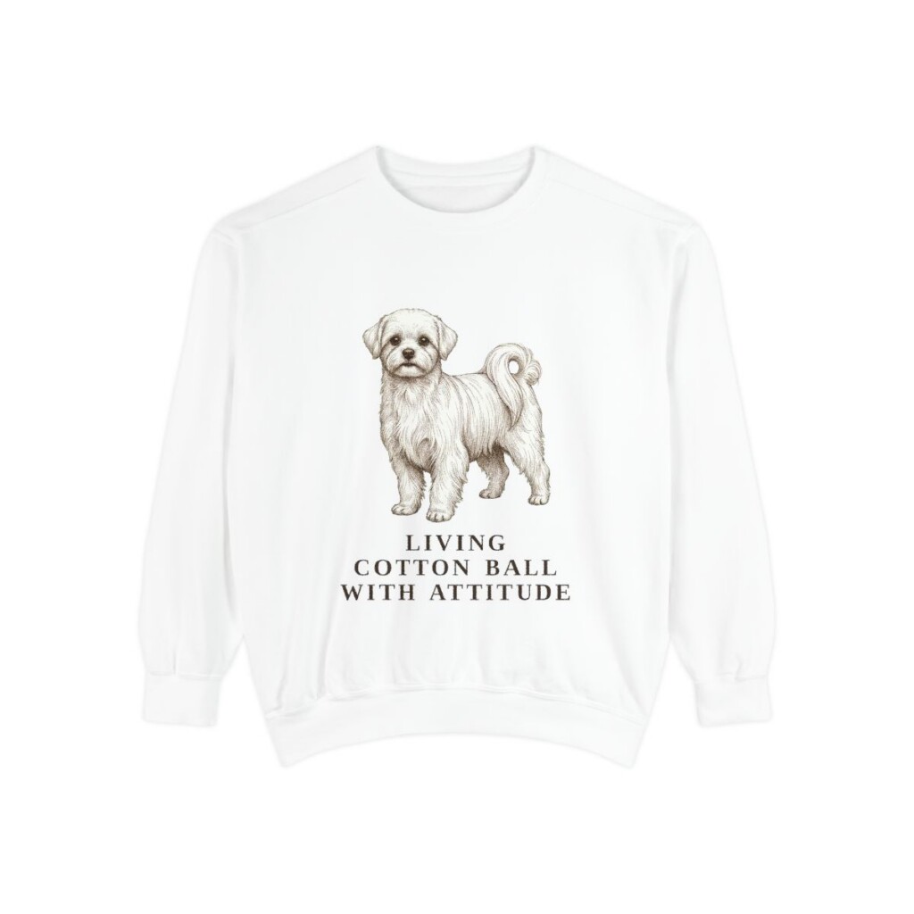 Maltese Humor Sweatshirt, White, front view