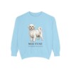 maltese-sweatshirt-latin-chambray Maltese Latin Sweatshirt, Chambray, front view
