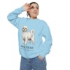 maltese-sweatshirt-latin-chambray-person-2-context Maltese Latin Sweatshirt, Chambray, person 2 context