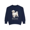 maltese-sweatshirt-latin-true-navy Maltese Latin Sweatshirt, True Navy, front view