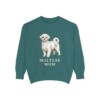 maltese-sweatshirt-mom-blue-spruce Maltese Mom Sweatshirt, Blue Spruce, front view