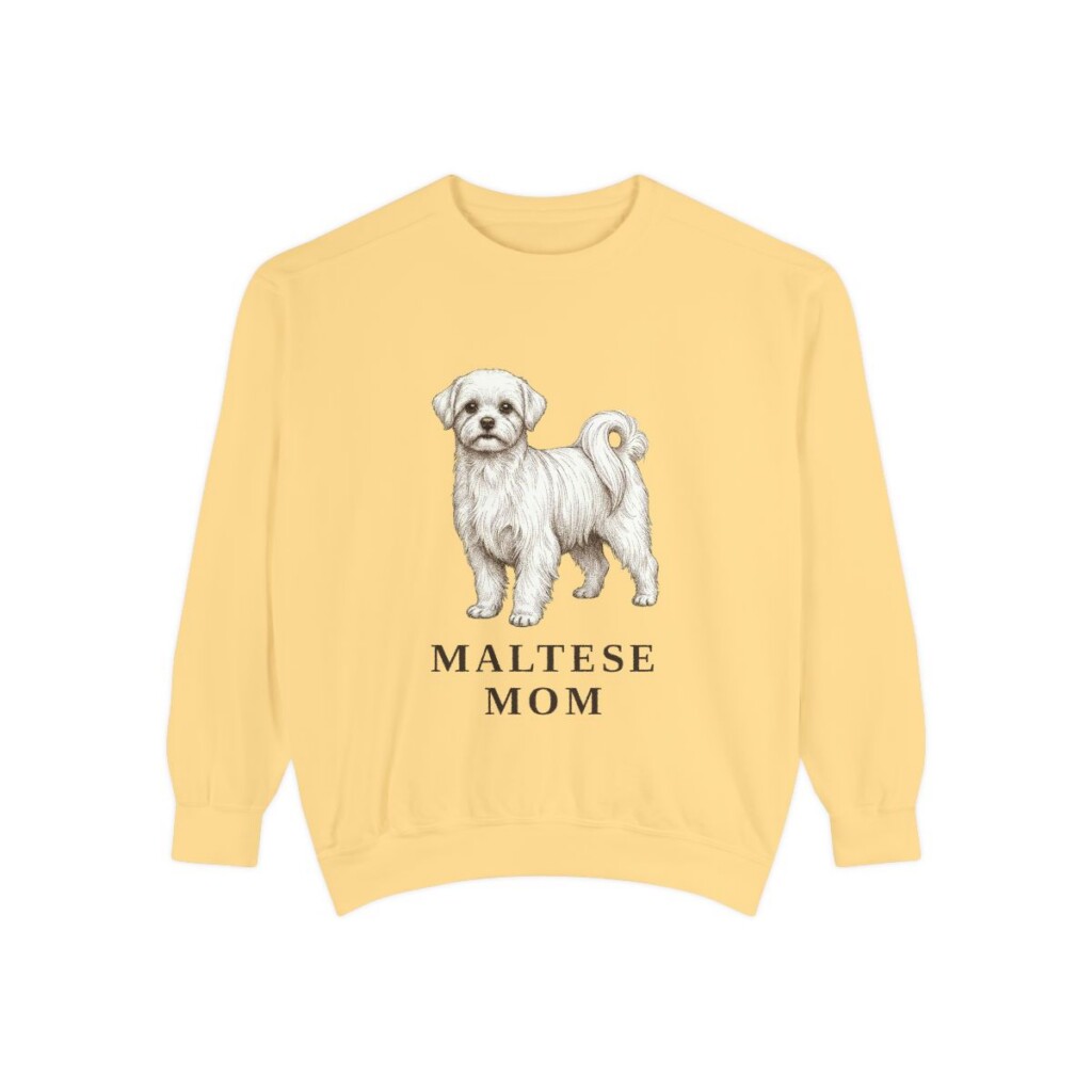maltese-sweatshirt-mom-butter Maltese Mom Sweatshirt, Butter, front view