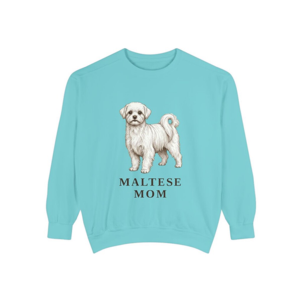 maltese-sweatshirt-mom-chalky-mint Maltese Mom Sweatshirt, Chalky Mint, front view