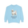 maltese-sweatshirt-mom-chambray Maltese Mom Sweatshirt, Chambray, front view