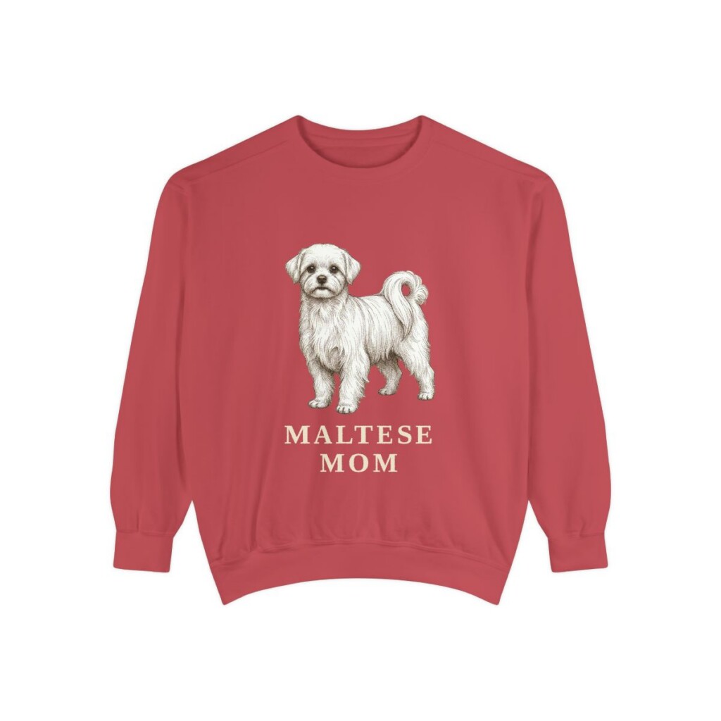 maltese-sweatshirt-mom-crimson Maltese Mom Sweatshirt, Crimson, front view