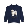 maltese-sweatshirt-mom-true-navy Maltese Mom Sweatshirt, True Navy, front view