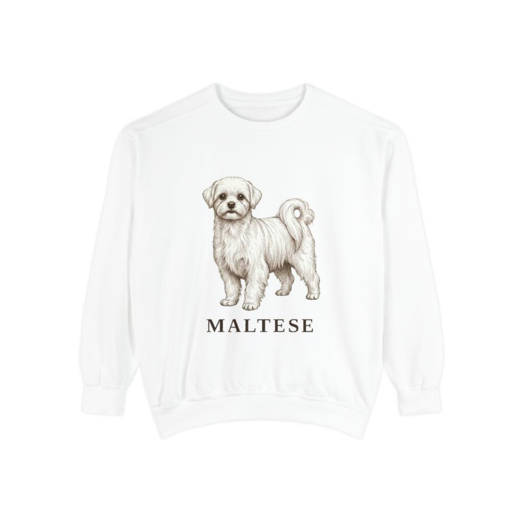 Maltese Sweatshirt, White, front view