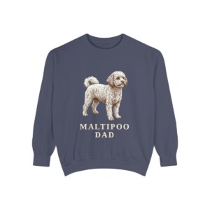 maltipoo-sweatshirt-dad-denim Maltipoo Dad Sweatshirt, Denim, front view