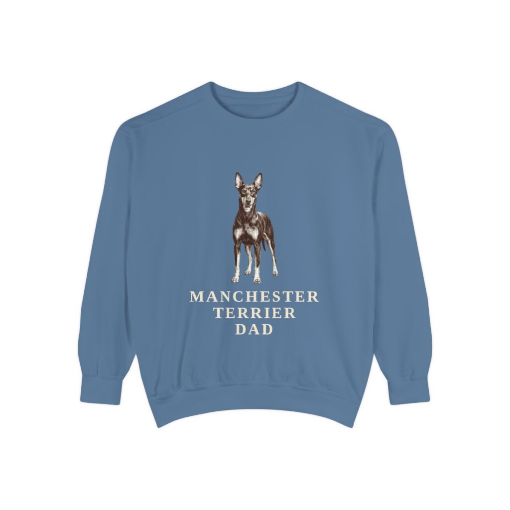 Manchester Terrier Dad Sweatshirt, Blue Jean, front view