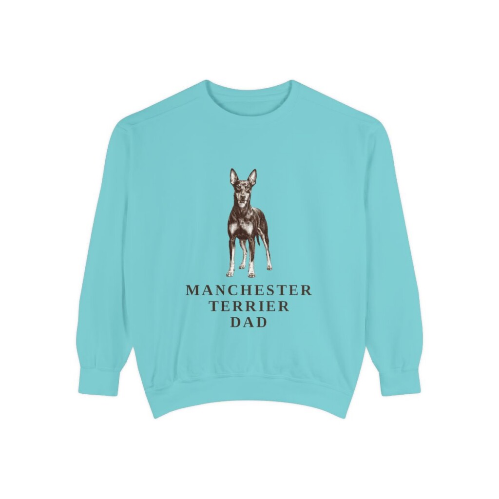 Manchester Terrier Dad Sweatshirt, Chalky Mint, front view