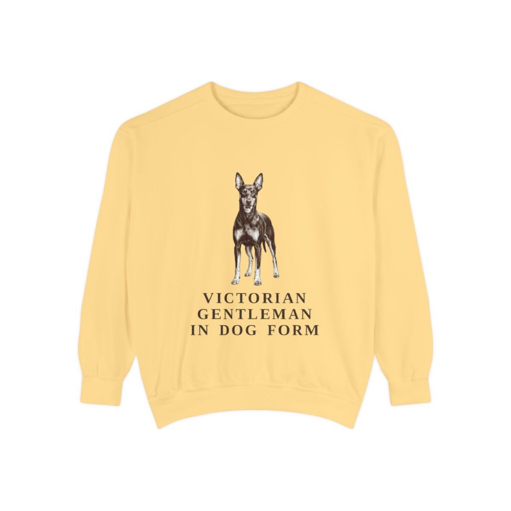 Manchester Terrier Humor Sweatshirt, Butter, front view