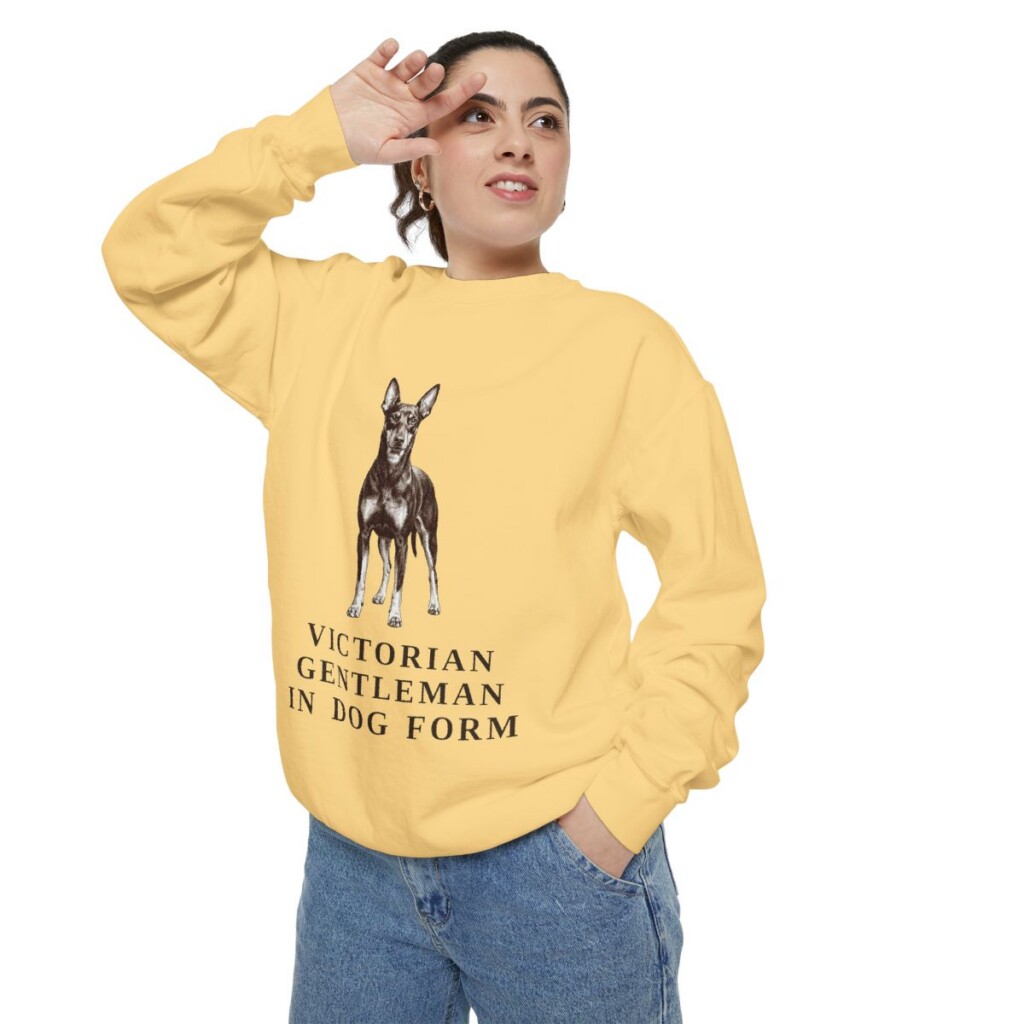 Manchester Terrier Humor Sweatshirt, Butter, person 2 context