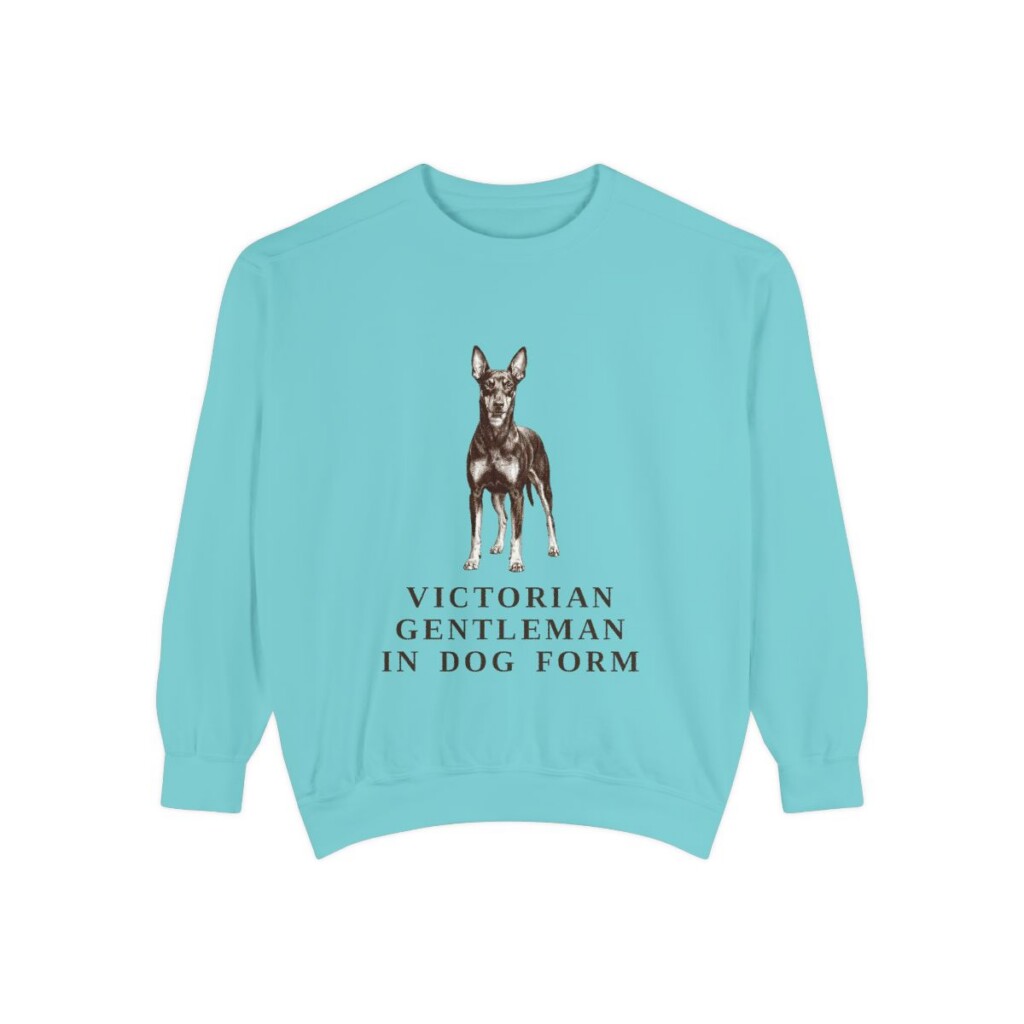 Manchester Terrier Humor Sweatshirt, Chalky Mint, front view