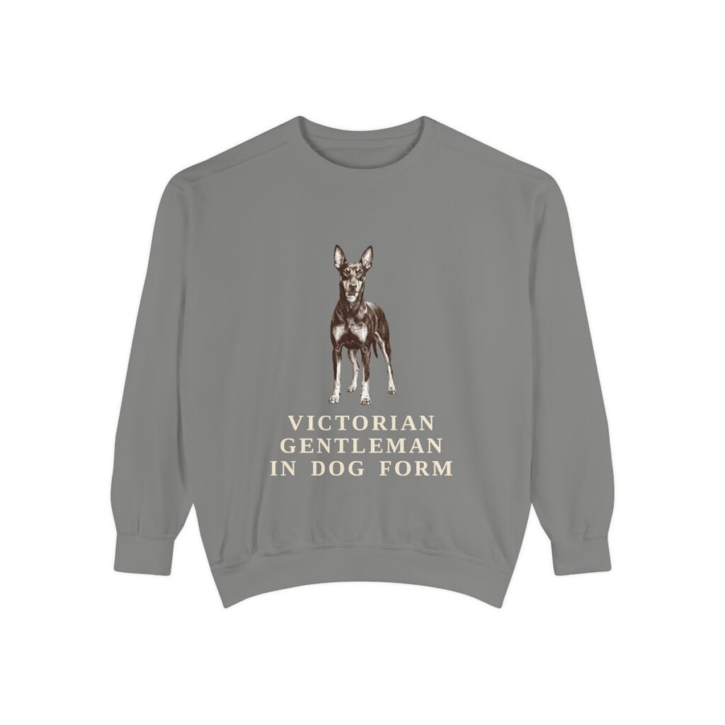 Manchester Terrier Humor Sweatshirt, Grey, front view