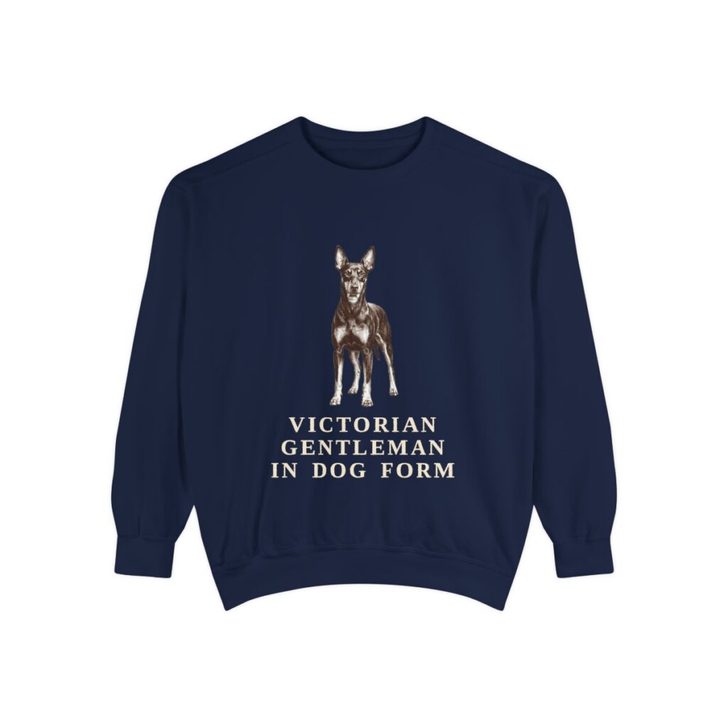 Manchester Terrier Humor Sweatshirt, True Navy, front view