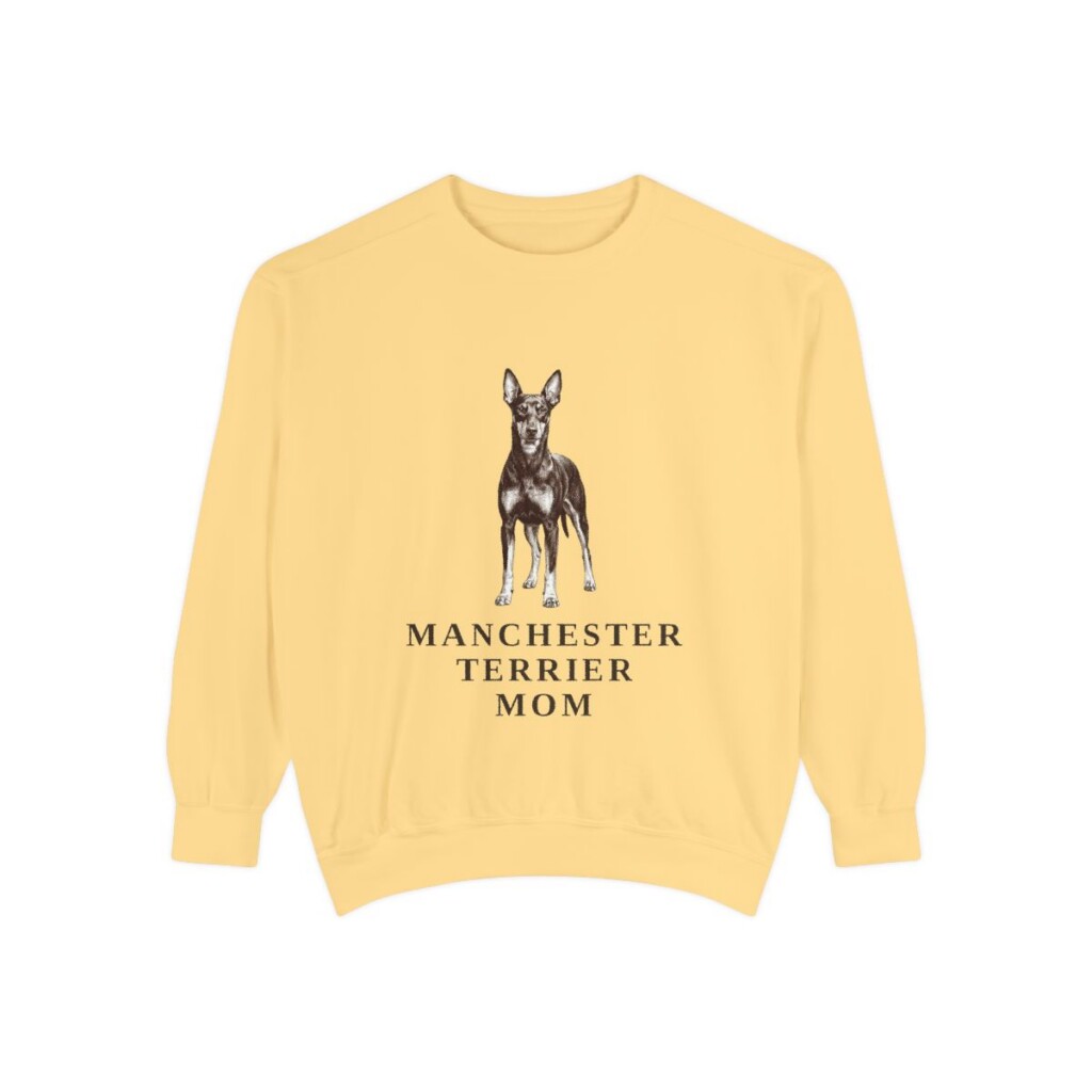 manchester-terrier-sweatshirt-mom-butter Manchester Terrier Mom Sweatshirt, Butter, front view