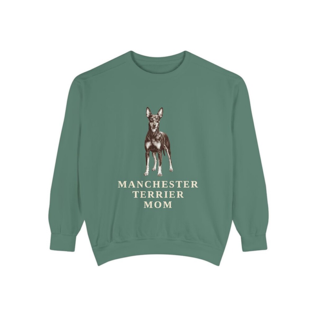 manchester-terrier-sweatshirt-mom-light-green Manchester Terrier Mom Sweatshirt, Light Green, front view
