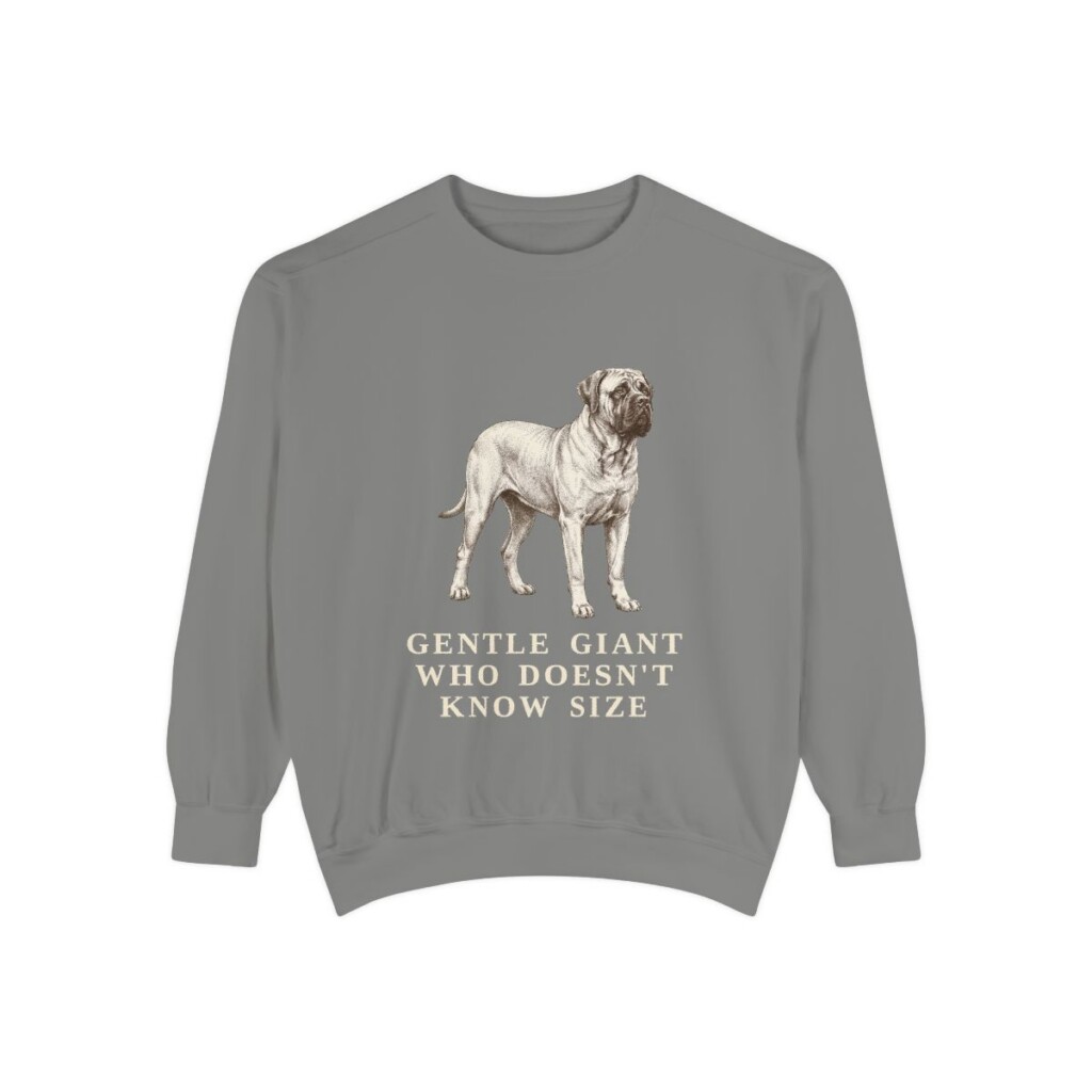 Mastiff Humor Sweatshirt, Grey, front view