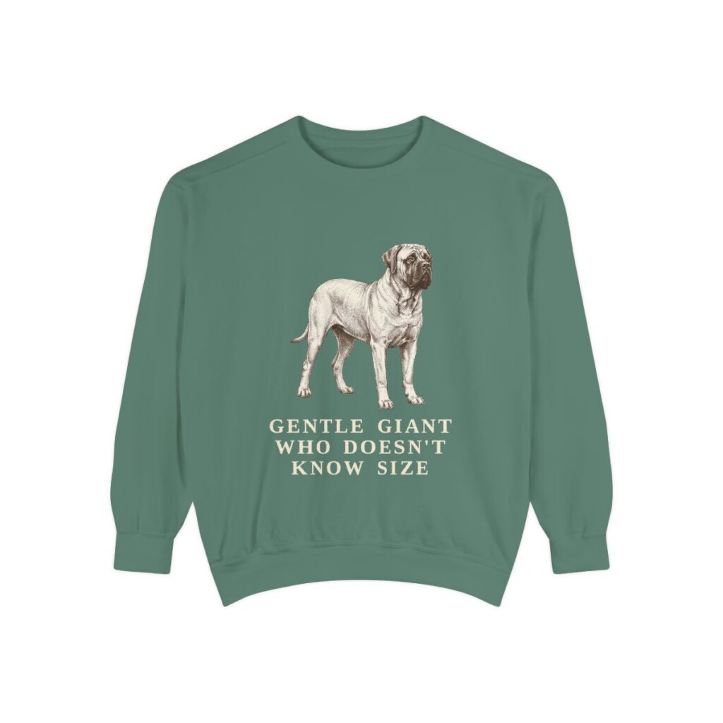 Mastiff Humor Sweatshirt, Light Green, front view