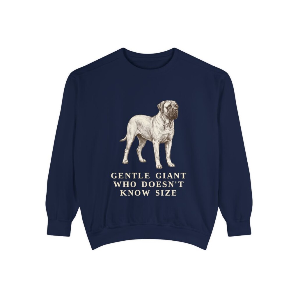 Mastiff Humor Sweatshirt, True Navy, front view