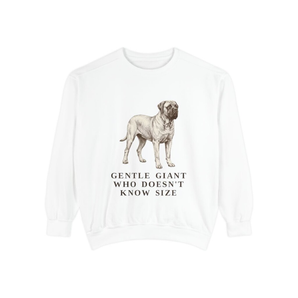 Mastiff Humor Sweatshirt, White, front view