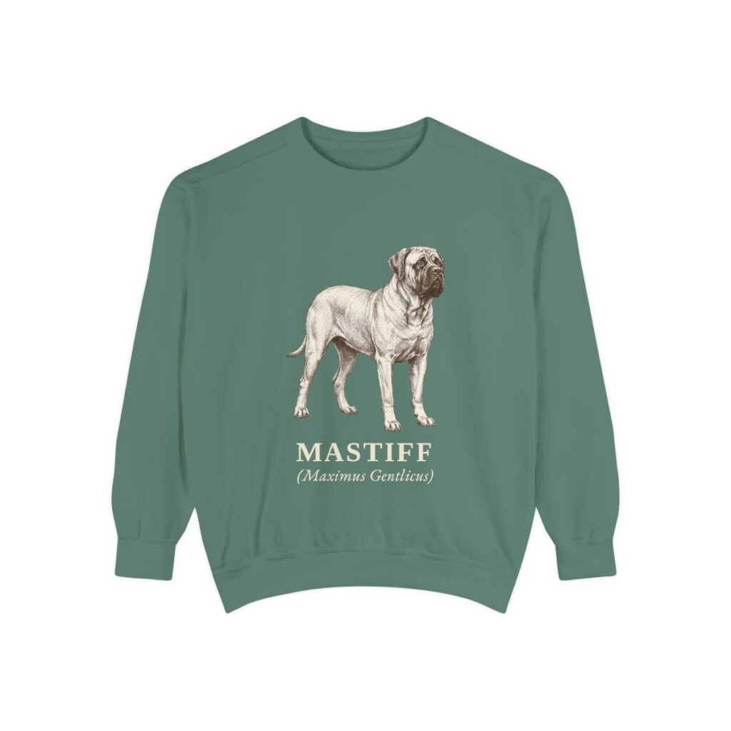 mastiff-sweatshirt-latin-light-green Mastiff Latin Sweatshirt, Light Green, front view
