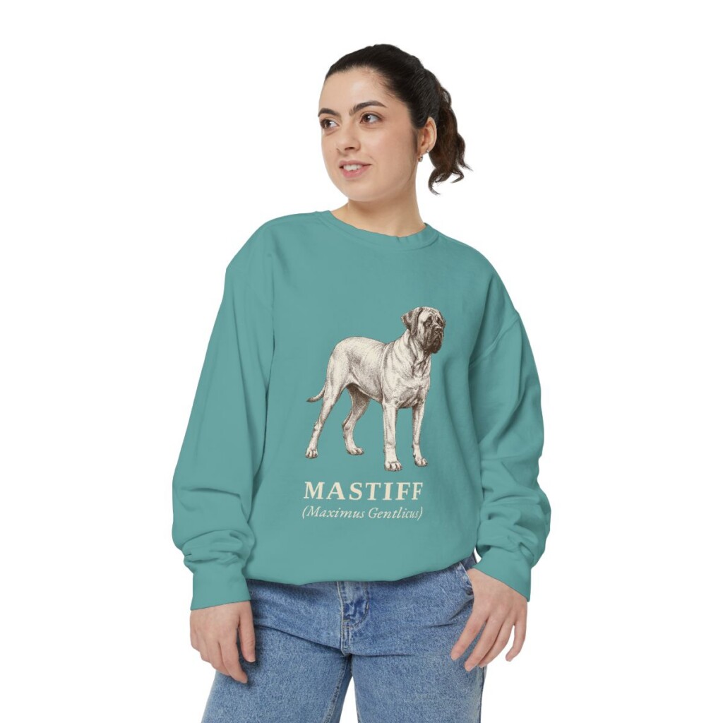 mastiff-sweatshirt-latin-seafoam-person-2-front Mastiff Latin Sweatshirt, Seafoam, person 2 front