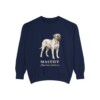 mastiff-sweatshirt-latin-true-navy Mastiff Latin Sweatshirt, True Navy, front view
