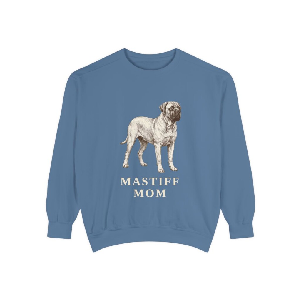 mastiff-sweatshirt-mom-blue-jean Mastiff Mom Sweatshirt, Blue Jean, front view