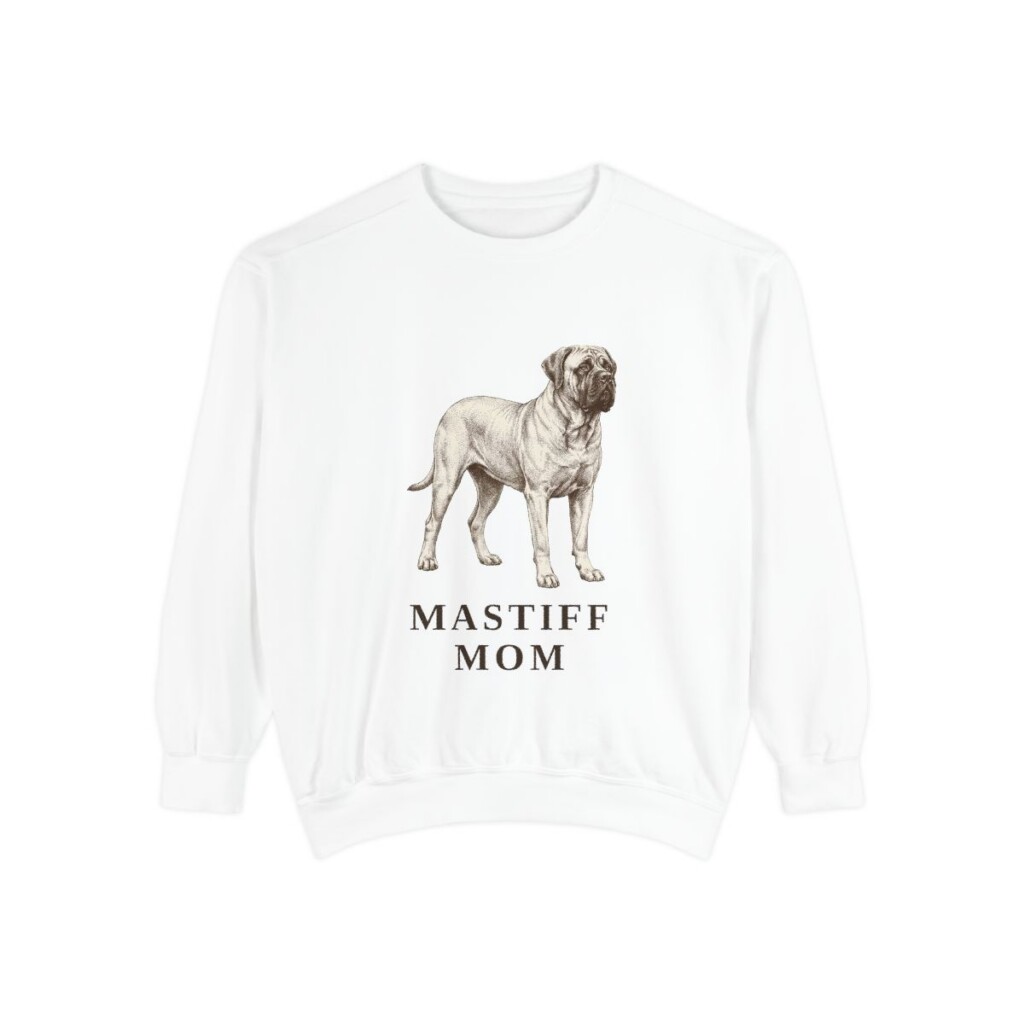 mastiff-sweatshirt-mom-white Mastiff Mom Sweatshirt, White, front view