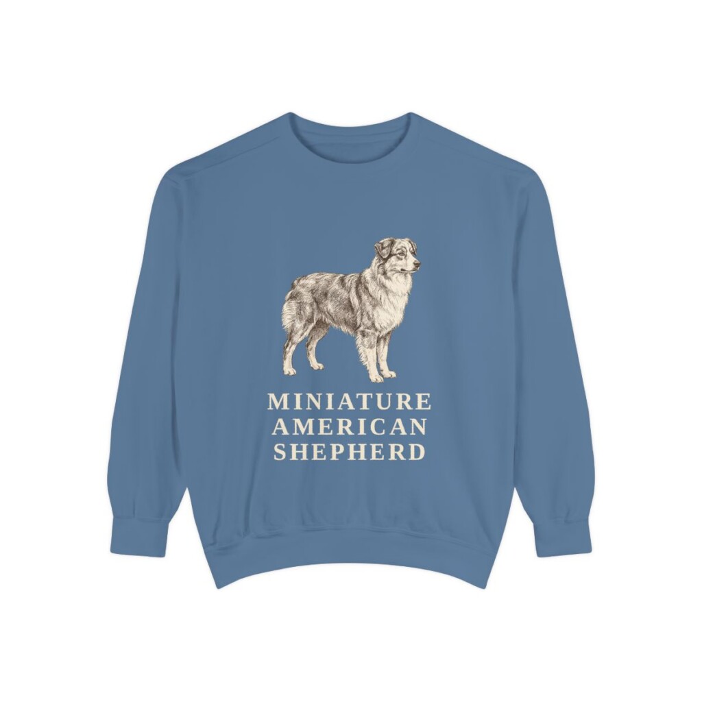 Miniature American Shepherd Sweatshirt, Blue Jean, front view
