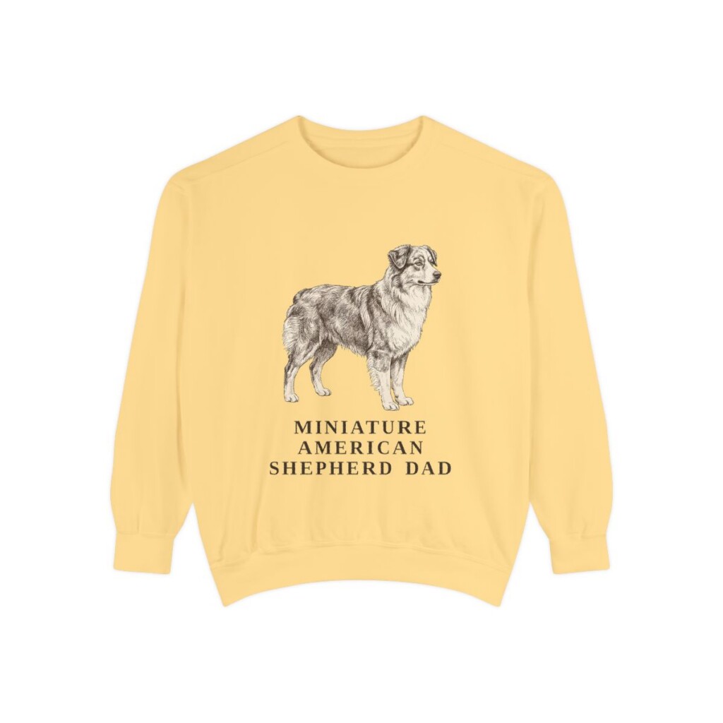 Miniature American Shepherd Dad Sweatshirt, Butter, front view