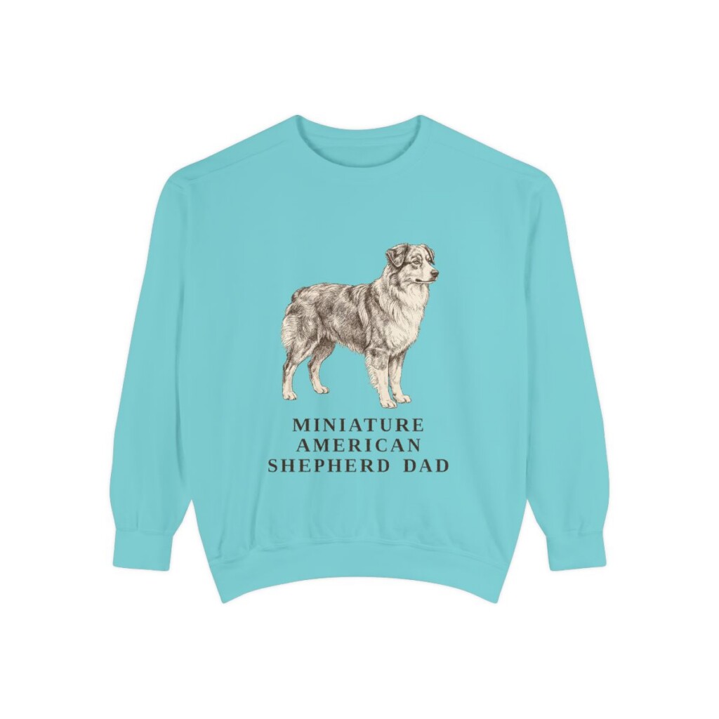 Miniature American Shepherd Dad Sweatshirt, Chalky Mint, front view