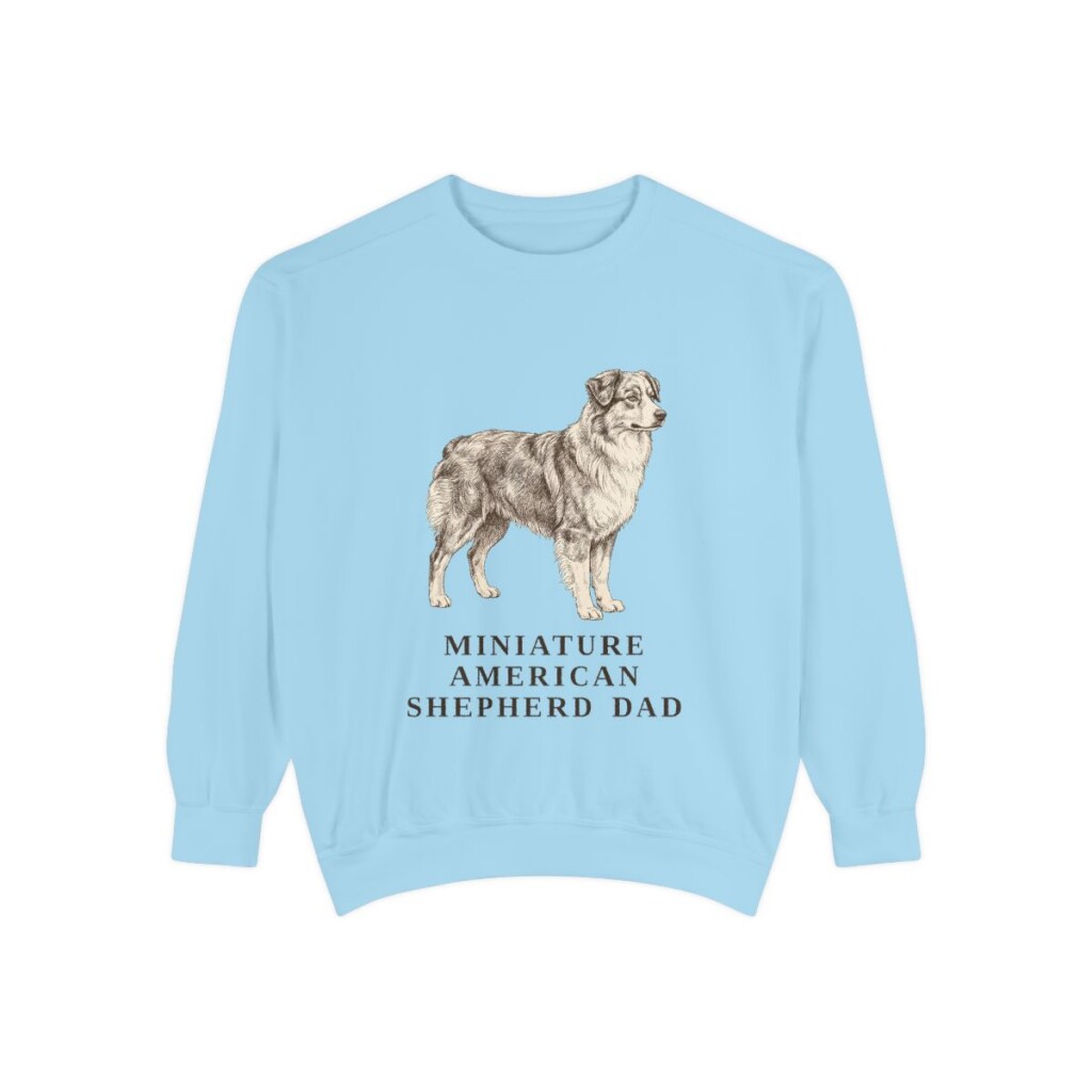 Miniature American Shepherd Dad Sweatshirt, Chambray, front view