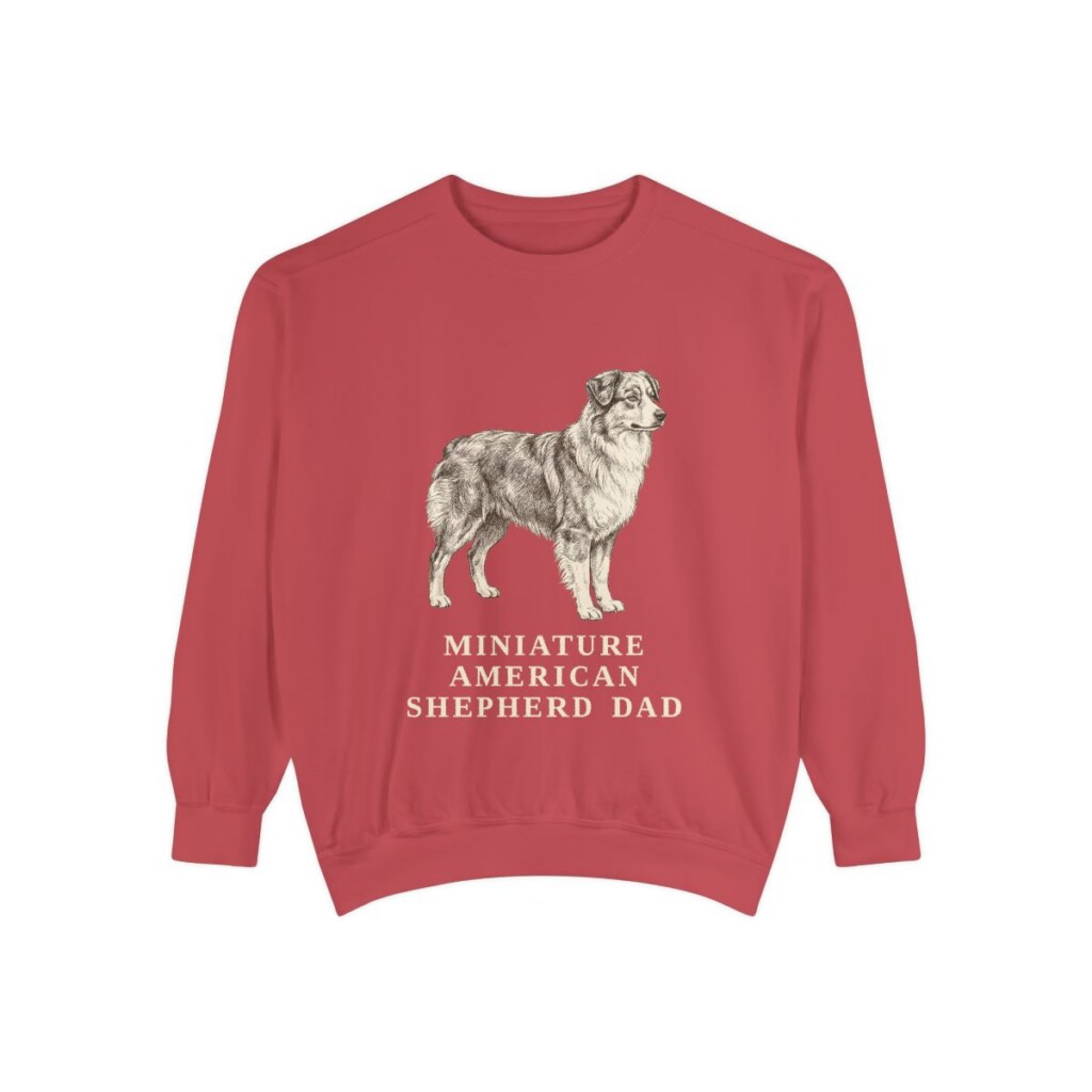 Miniature American Shepherd Dad Sweatshirt, Crimson, front view