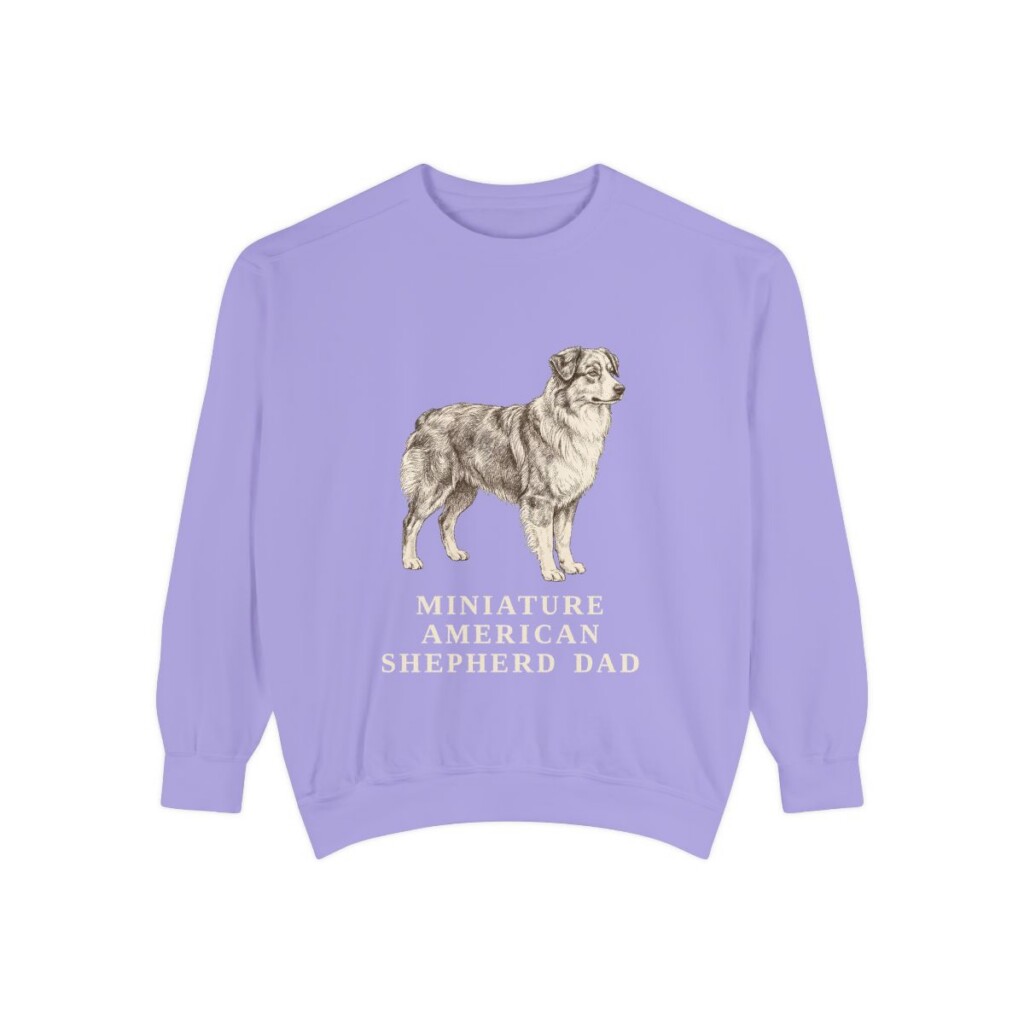 Miniature American Shepherd Dad Sweatshirt, Violet, front view