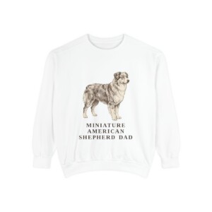 Miniature American Shepherd Dad Sweatshirt, White, front view