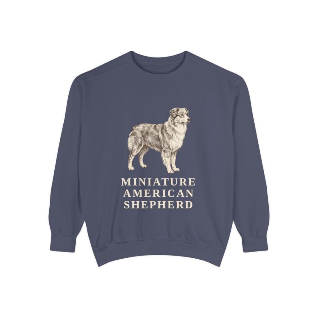 Miniature American Shepherd Sweatshirt, Denim, front view