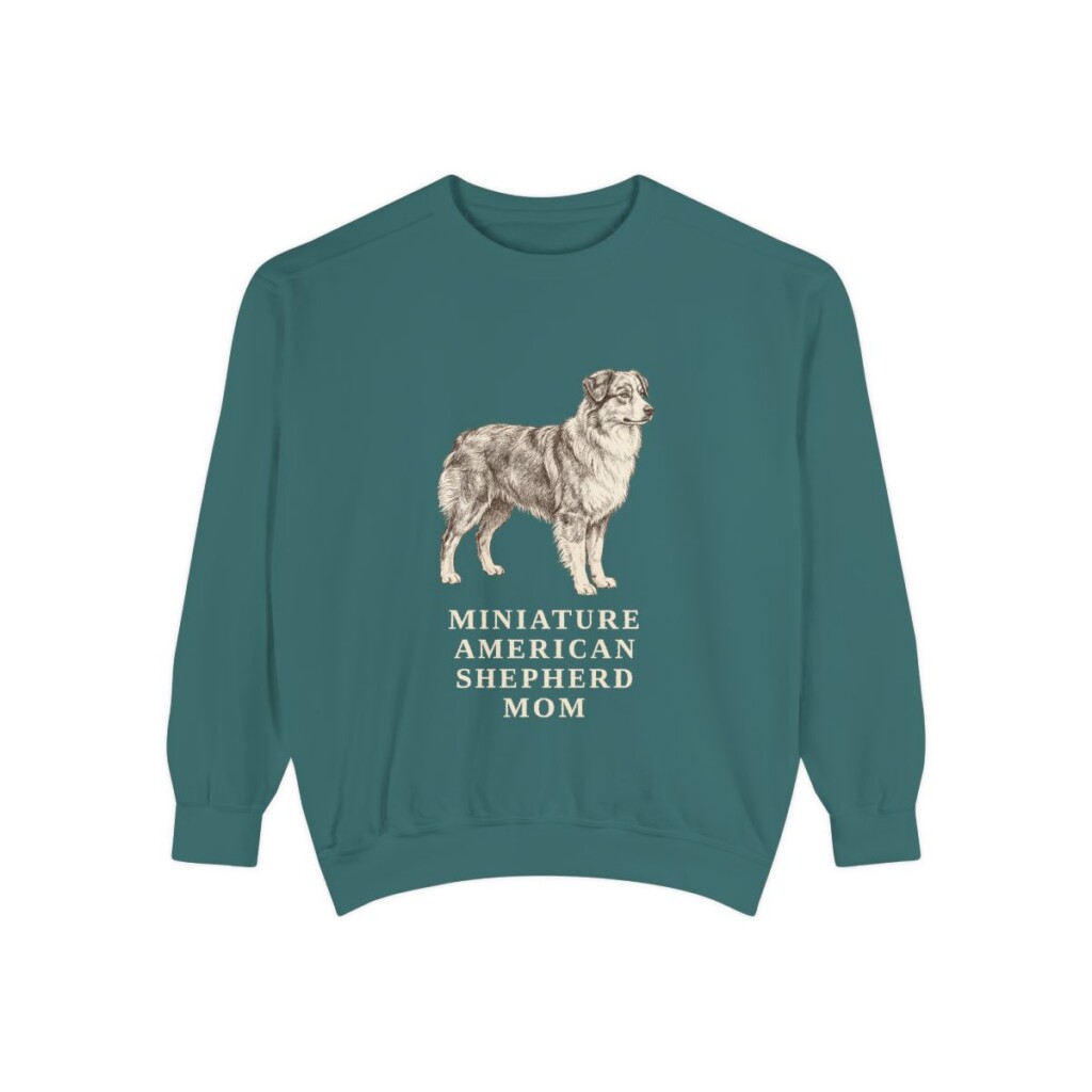 Miniature American Shepherd Mom Sweatshirt, Blue Spruce, front view