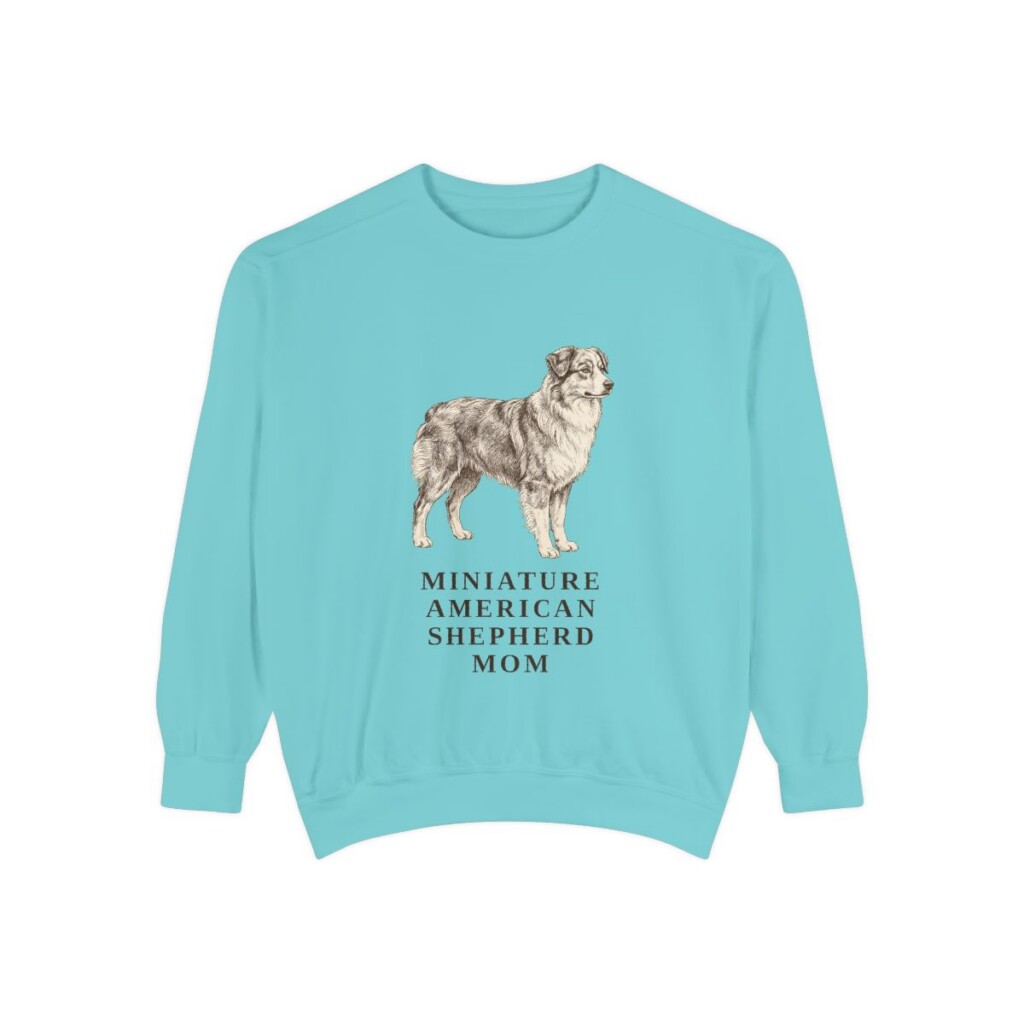 Miniature American Shepherd Mom Sweatshirt, Chalky Mint, front view