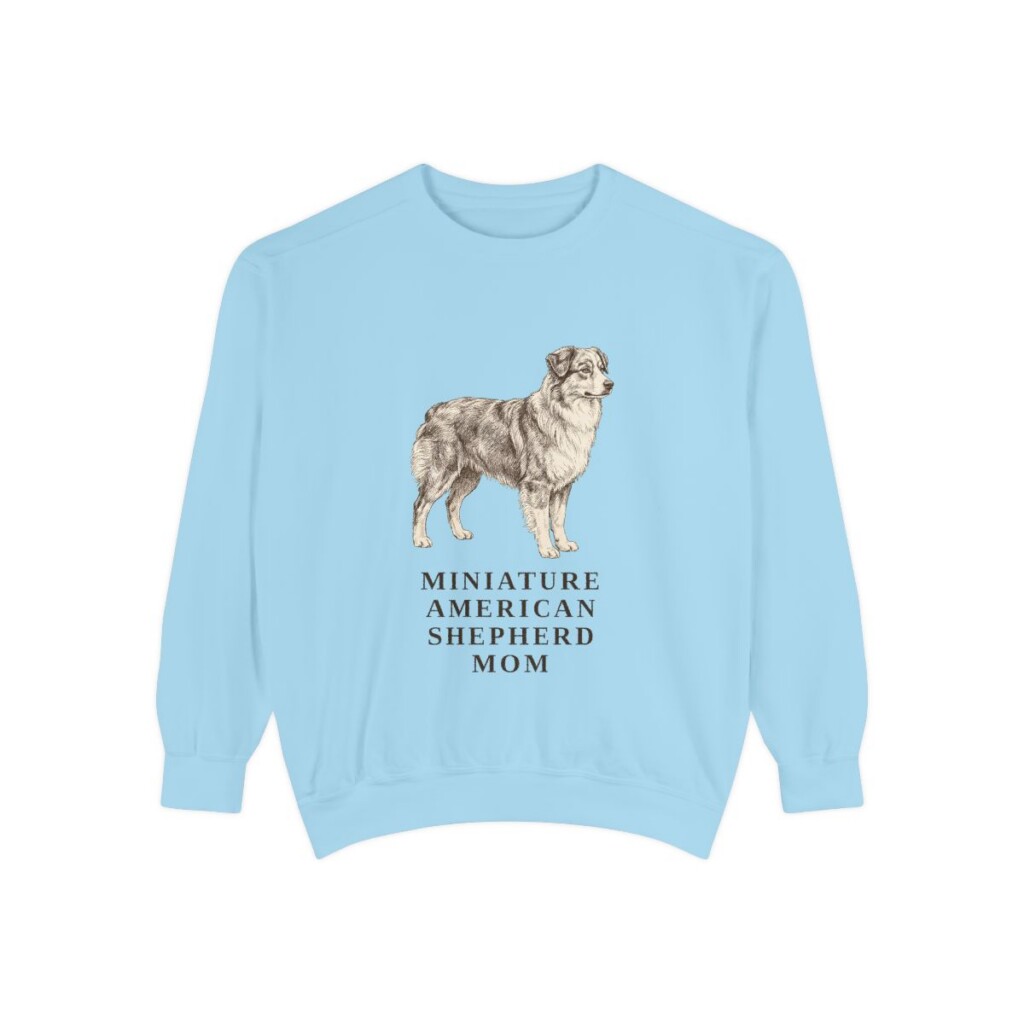 Miniature American Shepherd Mom Sweatshirt, Chambray, front view