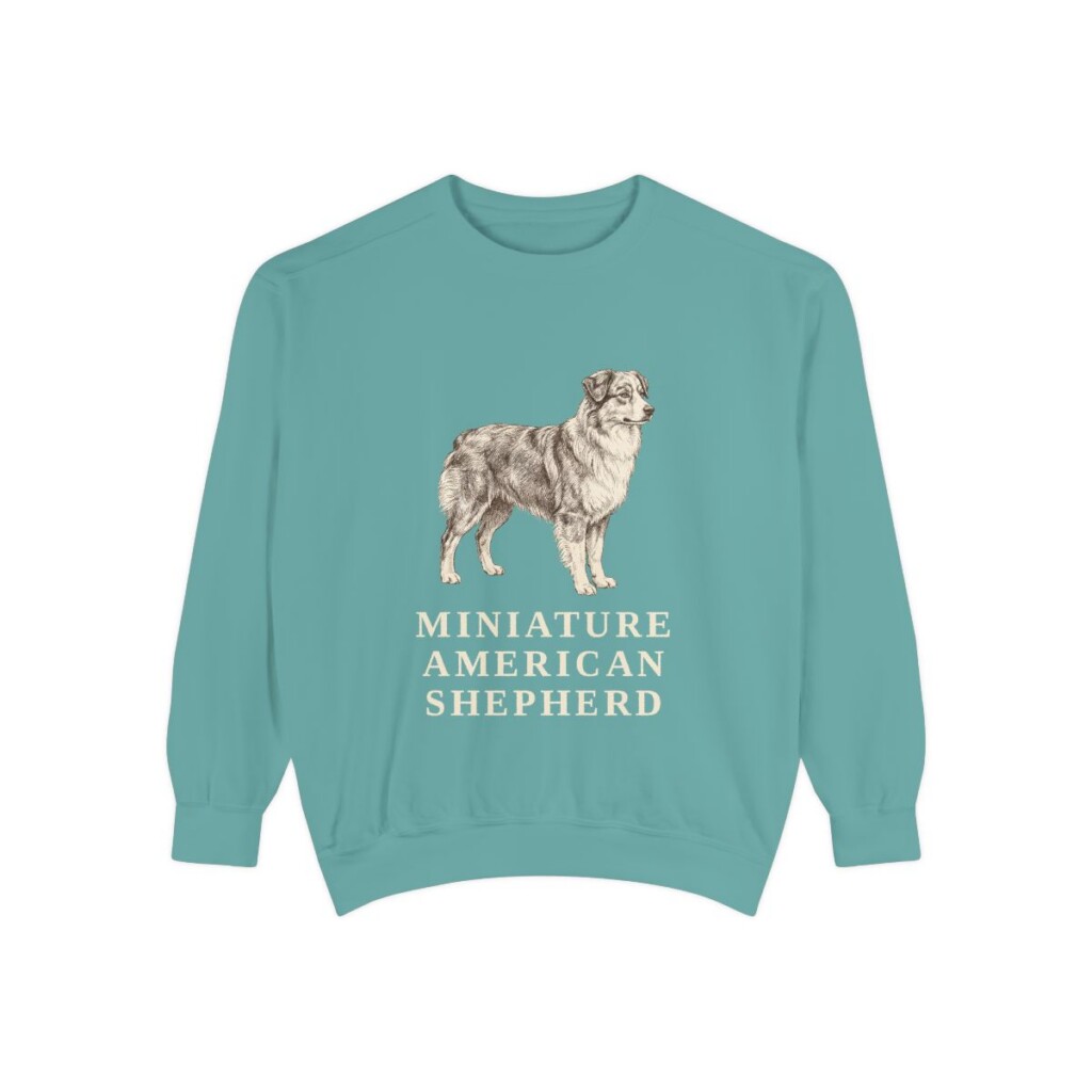 Miniature American Shepherd Sweatshirt, Seafoam, front view