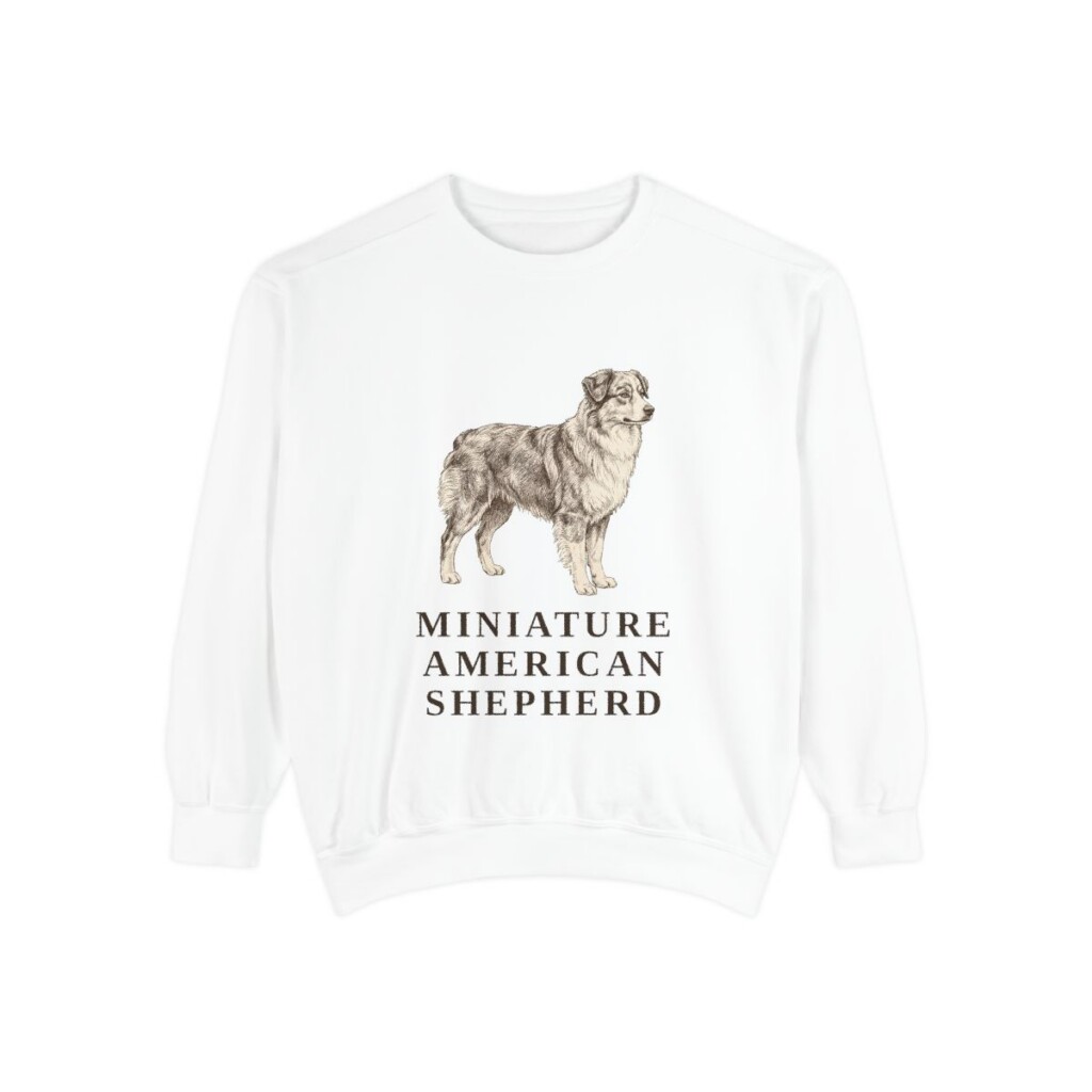 Miniature American Shepherd Sweatshirt, White, front view