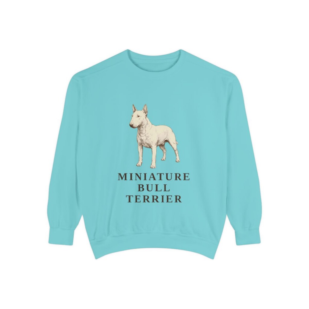 miniature-bull-terrier-sweatshirt-chalky-mint Miniature Bull Terrier Sweatshirt, Chalky Mint, front view