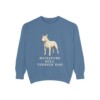 miniature-bull-terrier-sweatshirt-dad-blue-jean Miniature Bull Terrier Dad Sweatshirt, Blue Jean, front view