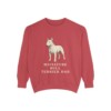 miniature-bull-terrier-sweatshirt-dad-crimson Miniature Bull Terrier Dad Sweatshirt, Crimson, front view