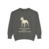 miniature-bull-terrier-sweatshirt-dad-pepper Miniature Bull Terrier Dad Sweatshirt, Pepper, front view