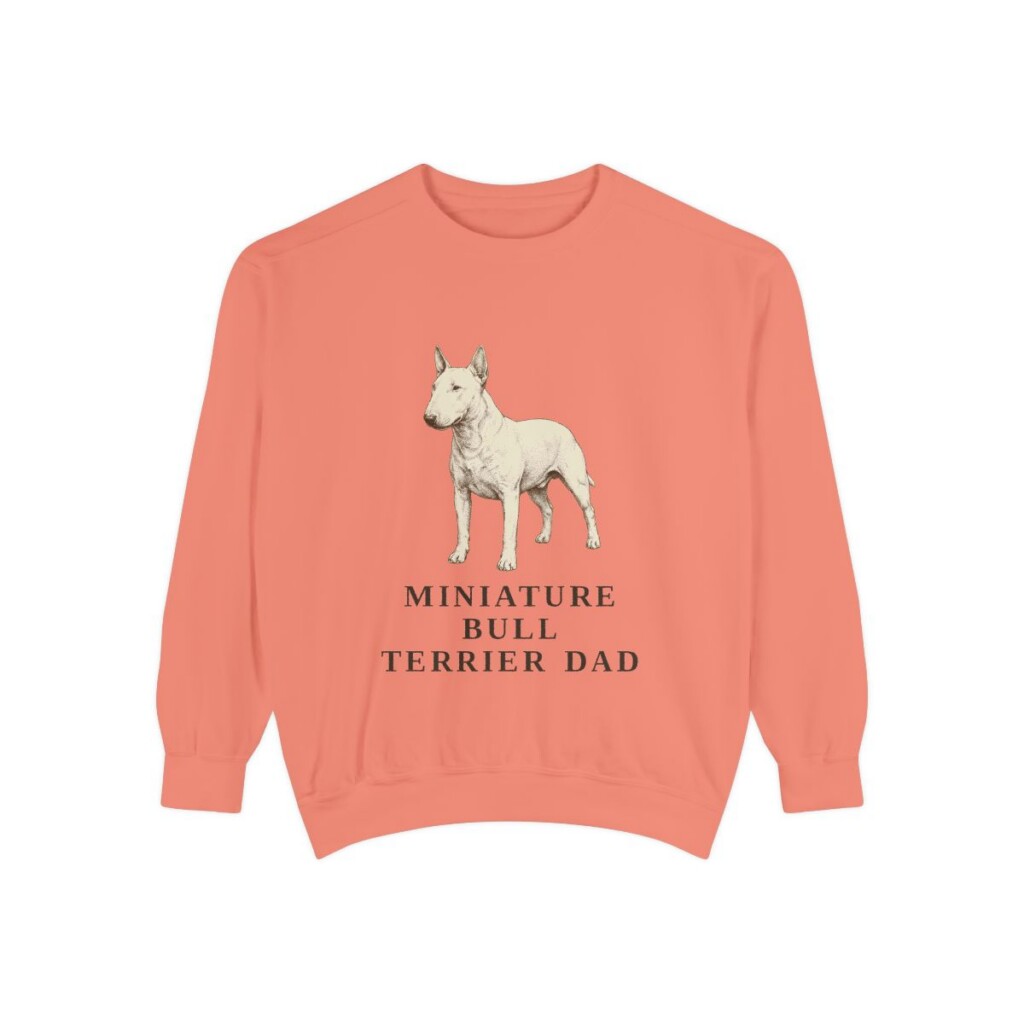 miniature-bull-terrier-sweatshirt-dad-terracotta Miniature Bull Terrier Dad Sweatshirt, Terracotta, front view