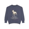 Miniature Bull Terrier Humor Sweatshirt, Denim, front view