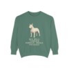 Miniature Bull Terrier Humor Sweatshirt, Light Green, front view